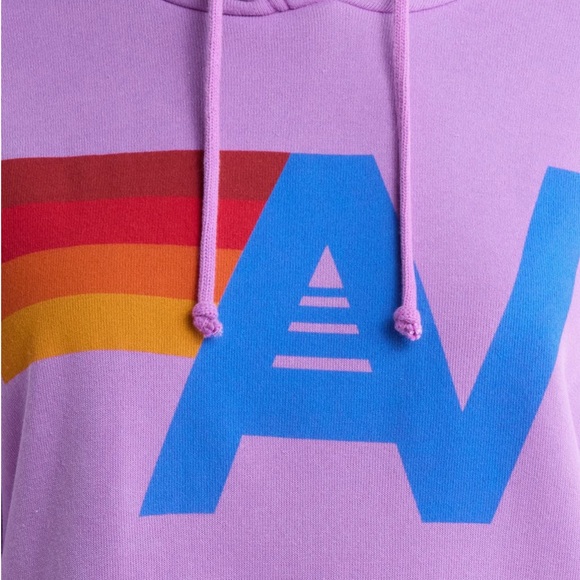Aviator Nation Logo Pullover Relaxed Hoodie in Neon Purple/Grape NWT Size S - Picture 2 of 2